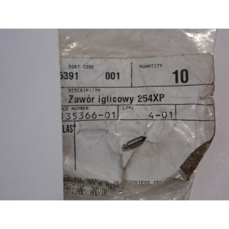 Zawór igłowy Husqvarna 254